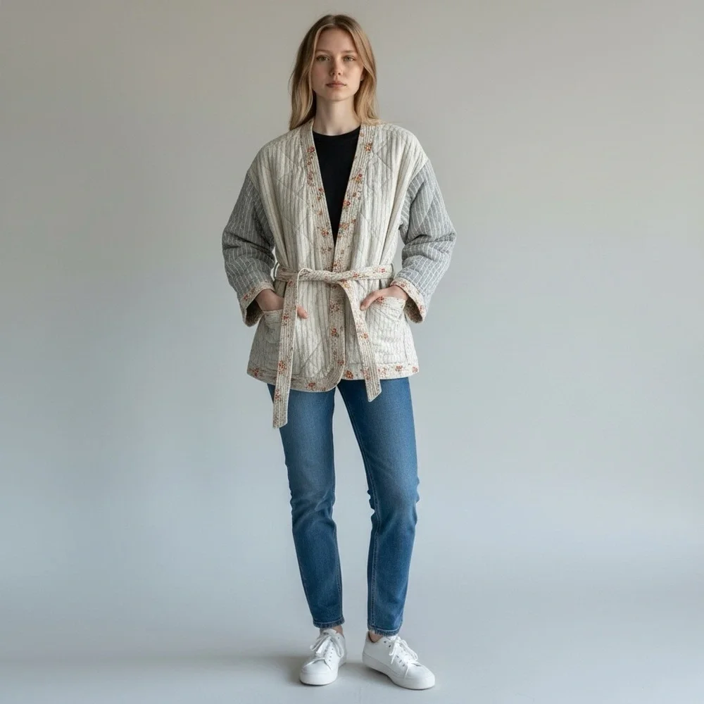 The Madewell x The New Denim Project Patchwork Wrap Jacket Size Large - Picture 7 of 11